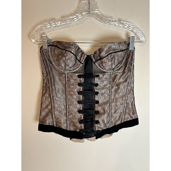 Vintage Frederick's of Hollywood Satin Corset Bustier Top 34C Whimsygoth Y2K - Picture 1 of 5